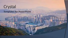  Presentation with cityscape - Beautiful presentation theme featuring jangsan peak busan south korea backdrop and a lemonade colored foreground