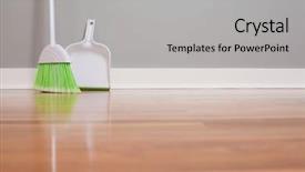  Presentation with dust - Presentation theme with janitorial - broom and dust pan background and a light gray colored foreground