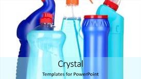  Presentation with bottles - Audience pleasing slides consisting of janitorial - detergent bottles isolated on white backdrop and a arctic colored foreground