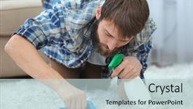  Presentation with carpet - Slide deck enhanced with janitorial - funny young man cleaning carpet background and a lemonade colored foreground