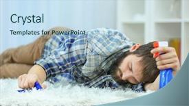  Presentation with home based wound care - Audience pleasing theme consisting of janitorial - funny young man tired backdrop and a sky blue colored foreground