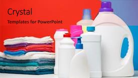  Presentation with for blue colored resource - Audience pleasing slides consisting of janitorial - photo of different bottles backdrop and a red colored foreground