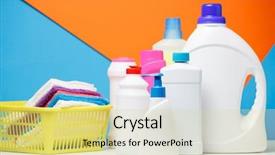  Presentation with orange colored - Slide deck having janitorial - photo of several bottles background and a blonde colored foreground