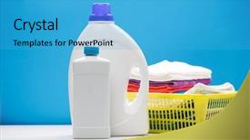  Presentation with bottles - Presentation theme consisting of janitorial - photo of two bottles background and a  colored foreground