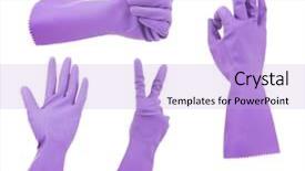  Presentation with purple - Presentation design featuring janitorial - purple gloves gestures isolated background and a  colored foreground
