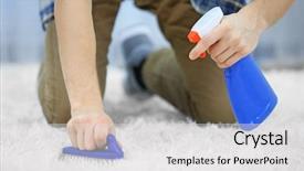  Presentation with carpet - Cool new slide deck with janitorial - young man cleaning carpet backdrop and a light gray colored foreground