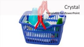  Presentation with cleaning - Slide deck with designer hand drawing a graph on the tablet which lies on a white table background and a sky blue colored foreground