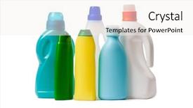  Presentation with cleaning services - Cool new presentation theme with janitorial services - cleaning products on white background backdrop and a sky blue colored foreground