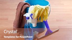  Presentation with cleaning services - Colorful PPT layouts enhanced with janitorial services - cleaning products on wooden floor backdrop and a coral colored foreground