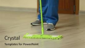  Presentation with floor - Slide deck featuring janitorial services - close up view of man background and a mint green colored foreground