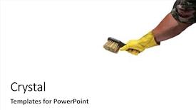  Presentation with human resource compensation - Cool new presentation theme with janitorial services - isolated human arm wears backdrop and a  colored foreground