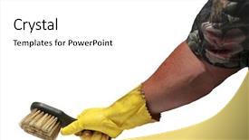  Presentation with human services - Colorful PPT theme enhanced with janitorial services - isolated human arm wears backdrop and a white colored foreground