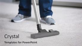  Presentation with carpet - Slide deck having janitorial services - legs of man hoovering carpet background and a light gray colored foreground