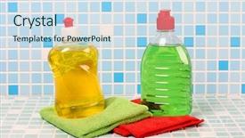  Presentation with tile - Slide deck having janitorial services - protective and cleaning products background and a  colored foreground