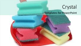  Presentation with custodial cleaning - Slides enhanced with janitorial services - protective and cleaning products background and a seafoam green colored foreground