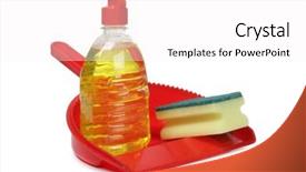  Presentation with cleaning services - PPT layouts with janitorial services - protective and cleaning products background and a  colored foreground