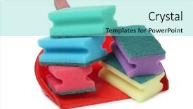  Presentation with loan products - PPT theme featuring janitorial services - protective and cleaning products background and a  colored foreground