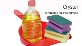  Presentation with cleaning - Theme consisting of janitorial services - protective and cleaning products background and a white colored foreground