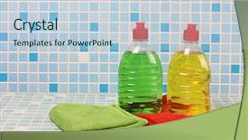  Presentation with microbilogy of fishery products - Colorful PPT theme enhanced with janitorial services - protective and cleaning products backdrop and a lemonade colored foreground