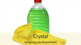  Presentation with rubber gloves - Slide deck having janitorial services - protective rubber gloves and cleaning background and a yellow colored foreground