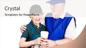  Presentation with supplement - PPT theme featuring janitorial services - senior couple working minimum wage background and a white colored foreground