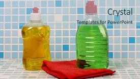  Presentation with organic glyserin soap - PPT theme with janitorial services - soap and cleaning products background and a light blue colored foreground