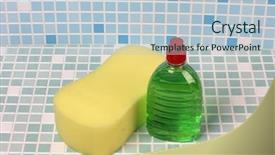  Presentation with organic glyserin soap - Audience pleasing PPT theme consisting of janitorial services - soap and cleaning products backdrop and a light blue colored foreground