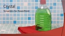  Presentation with tile - Audience pleasing slide set consisting of janitorial services - soap and cleaning products backdrop and a light blue colored foreground
