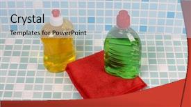  Presentation with tile - Cool new PPT layouts with janitorial services - soap and cleaning products backdrop and a lemonade colored foreground