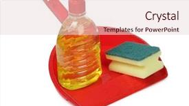  Presentation with corporate gifting and promotional products - Colorful PPT theme enhanced with janitorial services - sponge and cleaning products backdrop and a lemonade colored foreground