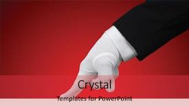  Presentation with waiter hand in white glove - Colorful theme enhanced with janitorial services - white glove running a finger backdrop and a red colored foreground
