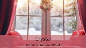  Presentation with house forest - PPT theme featuring january - merry christmas and happy holidays background and a coral colored foreground