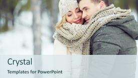  Presentation with clothing - Presentation theme consisting of january - portrait of a young couple background and a sky blue colored foreground