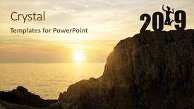  Presentation with new year 2019 - PPT layouts featuring january - silhouette of a girl jumps background and a cream colored foreground