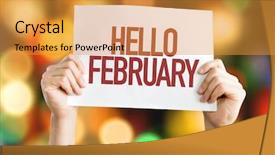  Presentation with january - PPT theme with january 2016 - hello february placard with bokeh background and a gold colored foreground