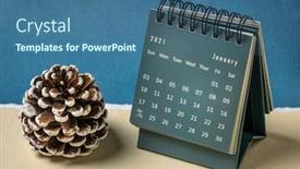  Presentation with pine cone - Presentation design having january-2021-spiral-desktop-calendar background and a ocean colored foreground
