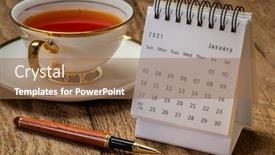  Presentation with 2021 - Slide deck enhanced with january-2021-spiral-desktop-calendar background and a coral colored foreground