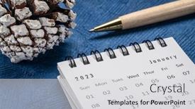  Presentation with pine cone - Slide set enhanced with january-2023-small-spiral-desktop background and a light gray colored foreground