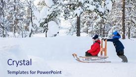  Presentation with sunny winter day the snow - PPT layouts featuring january february - adorable little girl and cute background and a sky blue colored foreground