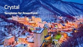  Presentation with hot springs - Slide deck having january february - noboribetsu japan hot springs town background and a ocean colored foreground