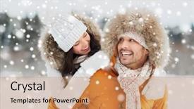  Presentation with season - Cool new presentation theme with january february - people season love and leisure backdrop and a coral colored foreground