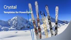  Presentation with january - Theme consisting of january february - skiing winter season mountains background and a teal colored foreground