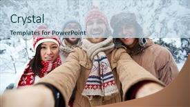  Presentation with selfie - Slide deck having january february - winter selfie background and a  colored foreground