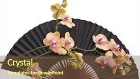  Presentation with black paper - Slide set consisting of japan art - black paper decorative japanese fan background and a tawny brown colored foreground