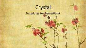  Presentation with vintage paper - Amazing PPT theme having japan art - spring peach blossom on old backdrop and a blonde colored foreground