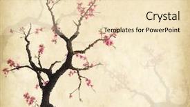  Presentation with vintage paper - Cool new presentation with japan art - spring peach blossom on old backdrop and a lemonade colored foreground