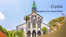  Presentation with japan - Presentation design enhanced with japan at historic oura church background and a light blue colored foreground