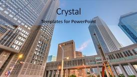  Presentation with tokyo - Slide deck with japan cityscape past the metropolitan background and a light blue colored foreground