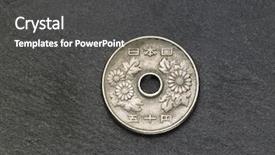  Presentation with slate - Presentation with japan coin on the black background and a  colored foreground