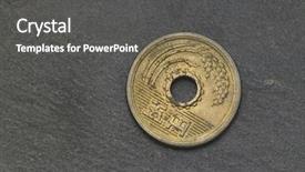  Presentation with dark blue black slate - Presentation enhanced with japan coin on the black background and a  colored foreground